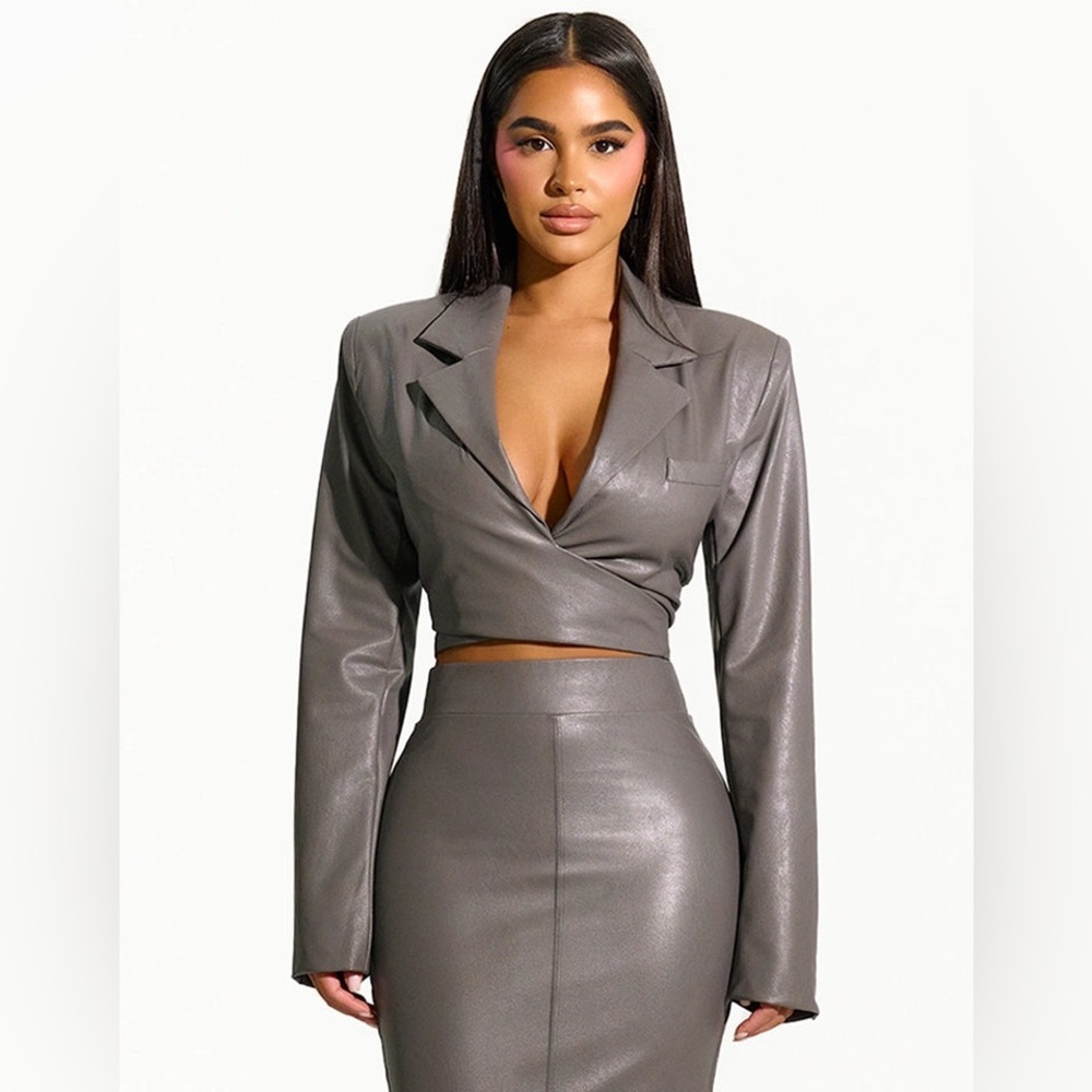 Naked Wardrobe Wrapped Faux Good Cropped Blazer